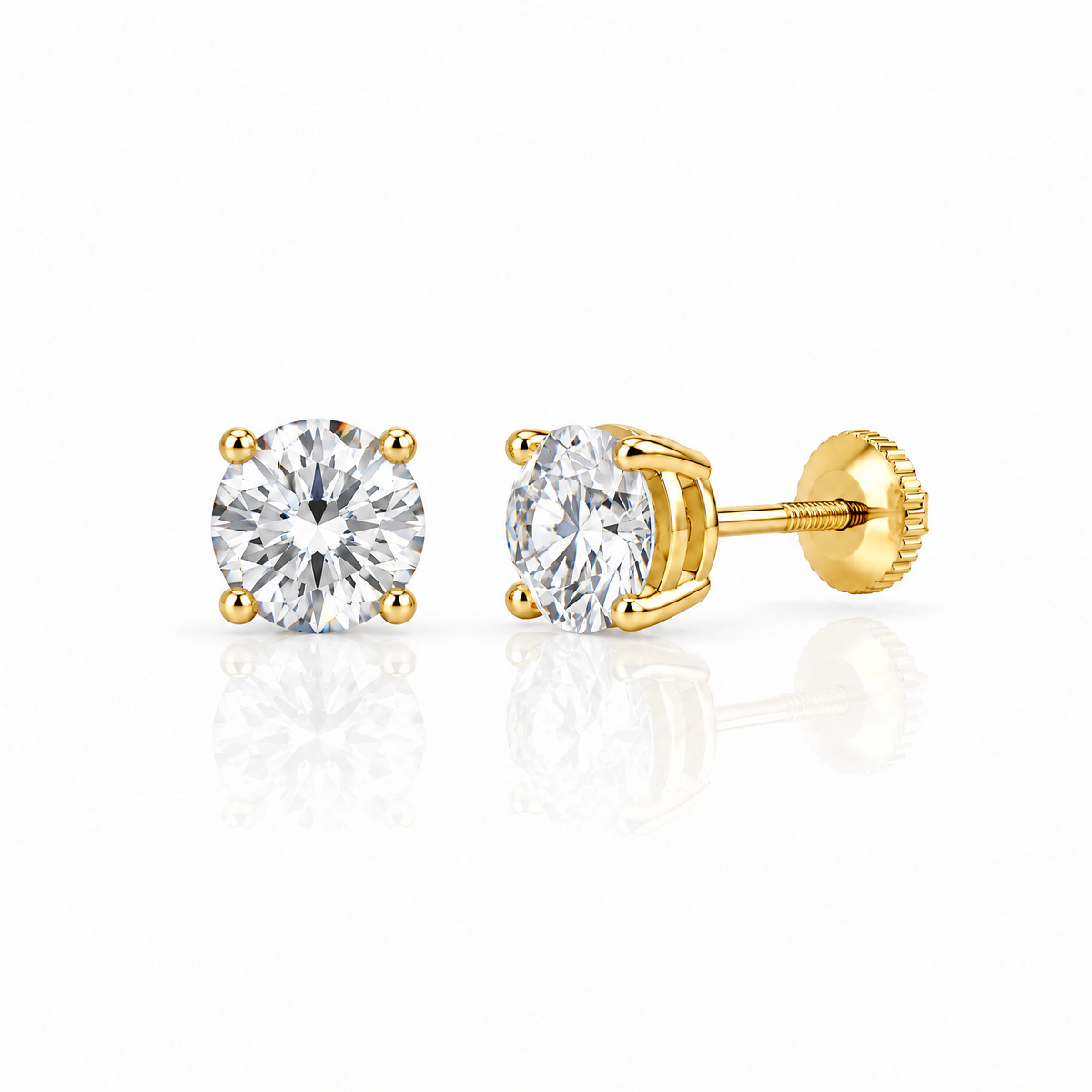 Gold moissanite stud earrings